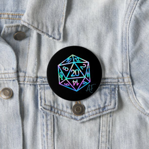 RPG Crit AF Holo Retro Tabletop Roleplayer Dice 缶バッジ