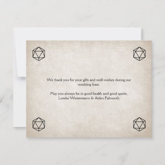 RPG D20ゲーマー結婚ズ サンキューカード (裏面)