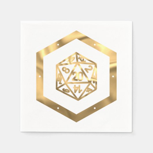 RPG Dice | Gold Old School Tabletop Role Player スタンダードカクテルナプキン (正面)