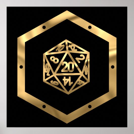 RPG Dice | Gold Old School Tabletop Role Player ポスター (正面)