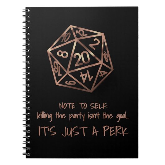 RPG DMユーモア | ゲーマーパーティーを殺すペルク ノートブック (正面)