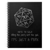 RPG DMユーモア | ファンタジーパーティーを殺すのはペルクだ ノートブック (正面)