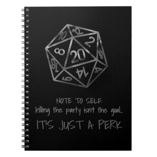 RPG DMユーモア | ファンタジーパーティーを殺すのはペルクだ ノートブック (正面)