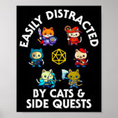 Rpg Gamer Cats Side Quest Funny Nerd Adhd Cat Men ポスター (正面)