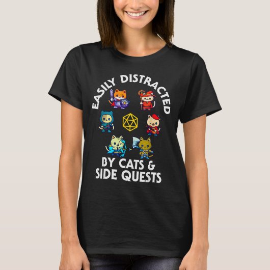 Rpg Gamer Cats Side Quest Funny Nerd Adhd Cat Men  Tシャツ (正面)