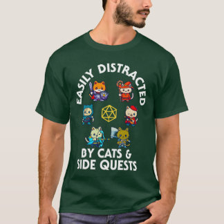RPG Gamer Cats Side Quest Funny Nerd ADHD Cat Men  Tシャツ