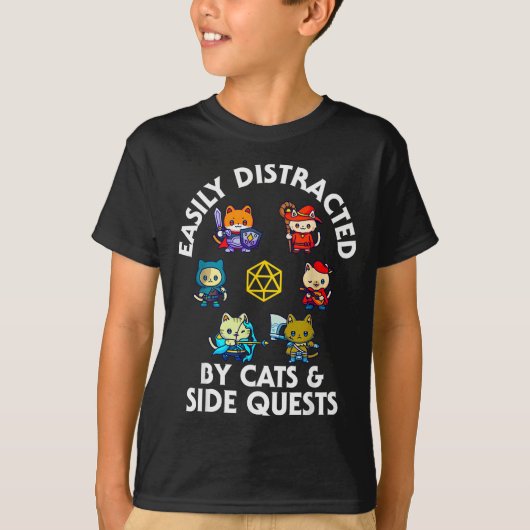 Rpg Gamer Cats Side Quest Funny Nerd Adhd Cat Men  Tシャツ (正面)