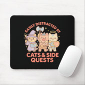 Rpg Gamer Nerdy Cats Side Quest Distracted Tableto マウスパッド (マウス)