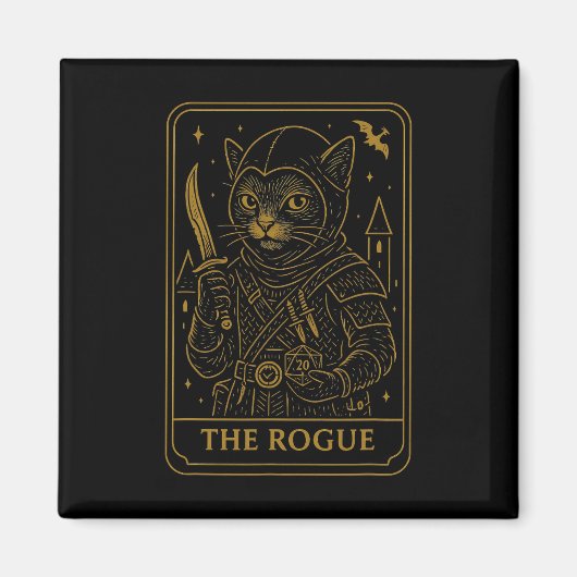 Rpg Gamer Rogue D20 Dice Nerdy Geek Cat Men Women  マグネット (正面)