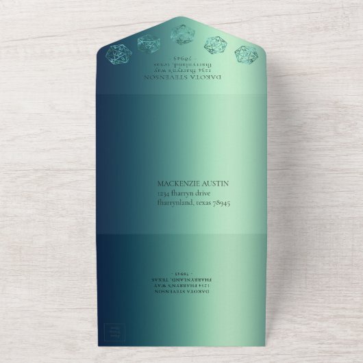 RPG Luxe | ティール シーン ファンタジー テーブルトップ ゲーマー ダイス オールインワン招待状 (外側)