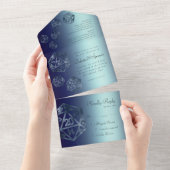 RPG Luxe | ネイビー シーン ファンタジー テーブルトップ ゲーマー ダイス オールインワン招待状 (貼ってはがせる)