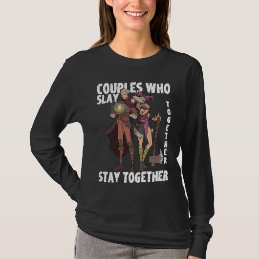 RPG Role Play Idea Valentine's Day Gamer Couple C Tシャツ (正面)