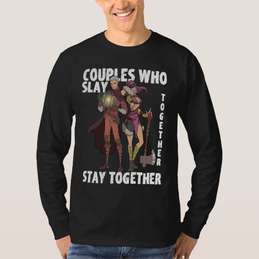 RPG Role Play  Idea Valentine's Day Gamer Couple C Tシャツ (正面)