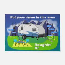 rPodのスタイル旅行トレーラーの玄関マット24" x 36"青 ドアマット