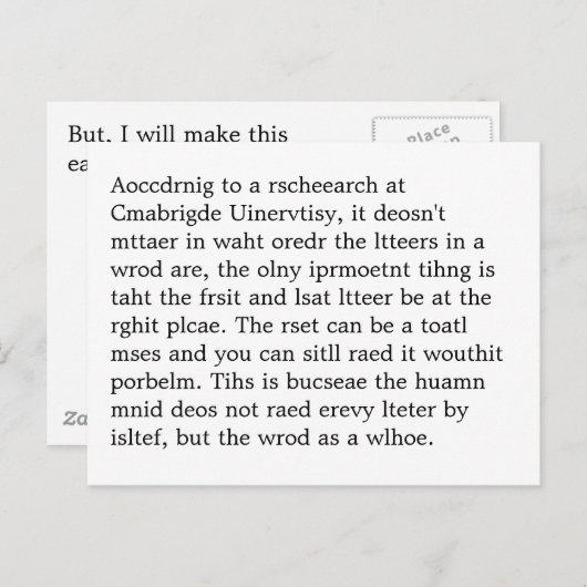 Rscheaarch at Cmabrigde Uinervtisy Psot Crad ポストカード (正面/裏面)