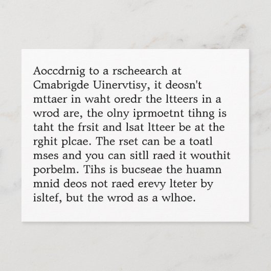 Rscheaarch at Cmabrigde Uinervtisy Psot Crad ポストカード (正面)