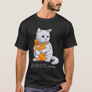 RSD・CRPS啓発月間 オレンジリボン 猫 Tシャツ
