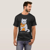RSD・CRPS啓発月間 オレンジリボン 猫 Tシャツ (正面フル)