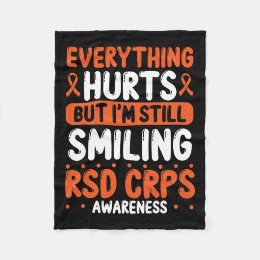 Rsd Crps戦士オレンジリボンまだ微笑むCrps フリースブランケット (正面)