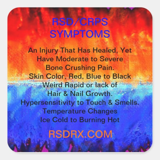 RSD、CRPS、炎を燃やし、氷結する氷嵐、 スクエアシール (正面)