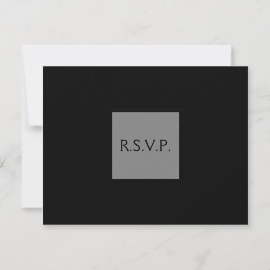 RSPV エレガントな黒とグレーのシンプルな結婚式招待状 出欠カード (正面)