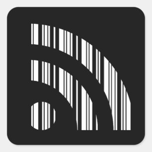 RSS食べ物を与えバーCODEロゴバーコードパターンデザイン スクエアシール
