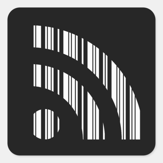 RSS食べ物を与えバーCODEロゴバーコードパターンデザイン スクエアシール (正面)