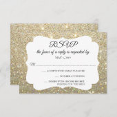 RSVPあなたの日のグリッターのすてきな金ゴールド 出欠カード (正面/裏面)
