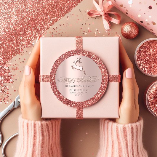 RSVPからのメリークリスマスバラディアピンク ラウンドシール