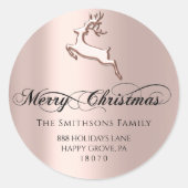 RSVPからのメリークリスマスバラ鹿モダン ラウンドシール (正面)