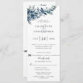 rsvpが付いたインジゴフラワー結婚式招待状 招待状 (正面/裏面)