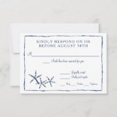 RSVPしぼり雲ウォーター色ビーチヒトスターフィッシュ 出欠カード (正面)