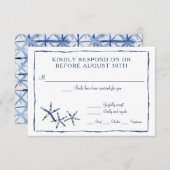 RSVPしぼり雲ウォーター色ビーチヒトスターフィッシュ 出欠カード (正面/裏面)