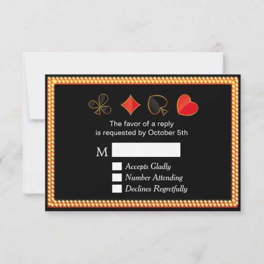 RSVPすばらしいラスベガスの印のカジノ夜RSVP 出欠カード (裏面)