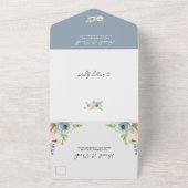 RSVPとのエレガントダスティブルー素朴結婚フローラ オールインワン招待状 (外側)