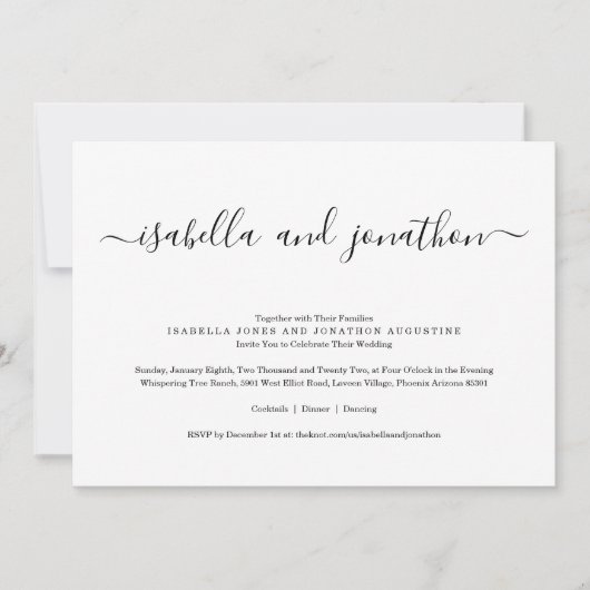 RSVPとのシンプル結婚式招待状 招待状 (正面)