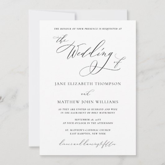 RSVPとのジェーンカトリック結婚式招待状 招待状 (正面)