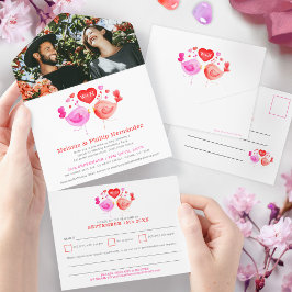 RSVPとの愛結婚鳥の記念写真 オールインワン招待状