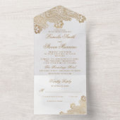 RSVPとエレガントのクリー縁どム結婚 オールインワン招待状 (内側)