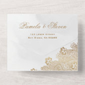 RSVPとエレガントのクリー縁どム結婚 オールインワン招待状 (裏面)