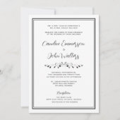 RSVPとエレガントの白黒フォーマル結婚の設定 招待状 (正面)