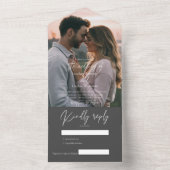 RSVPとエレガントモダンのグレーの写真 オールインワン招待状 (内側)