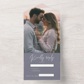 RSVPとエレガントモダンの暗い結婚灰色の写真 オールインワン招待状 (内側)