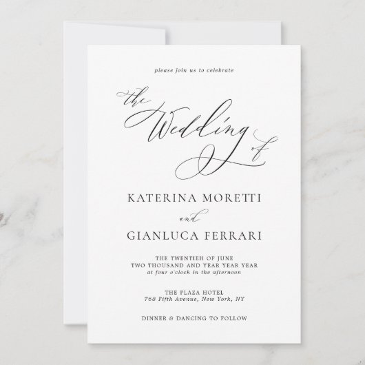 RSVPとシンプルのエレガント写真結婚式招待状 招待状 (正面)