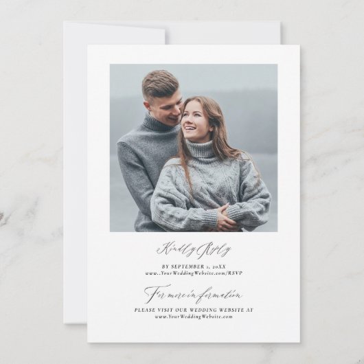RSVPとシンプルのエレガント写真結婚式招待状 招待状 (裏面)
