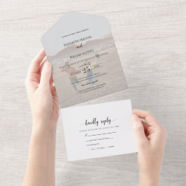 RSVPとフェイクChic Vellum Effect 結婚 Photo's オールインワン招待状