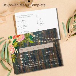 RSVPとメニューテンプレート素朴ウッドメイソンジャース ポストカード