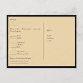 RSVPとメニューテンプレート |黒い金ゴールド ポストカード (裏面)