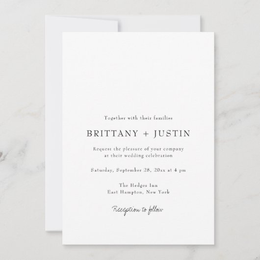 RSVPとモダンBrittany Black Script結婚's 招待状 (正面)