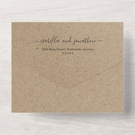 RSVPとレジストリを使用した結婚式招待状でオールインワン オールインワン招待状 (裏面)